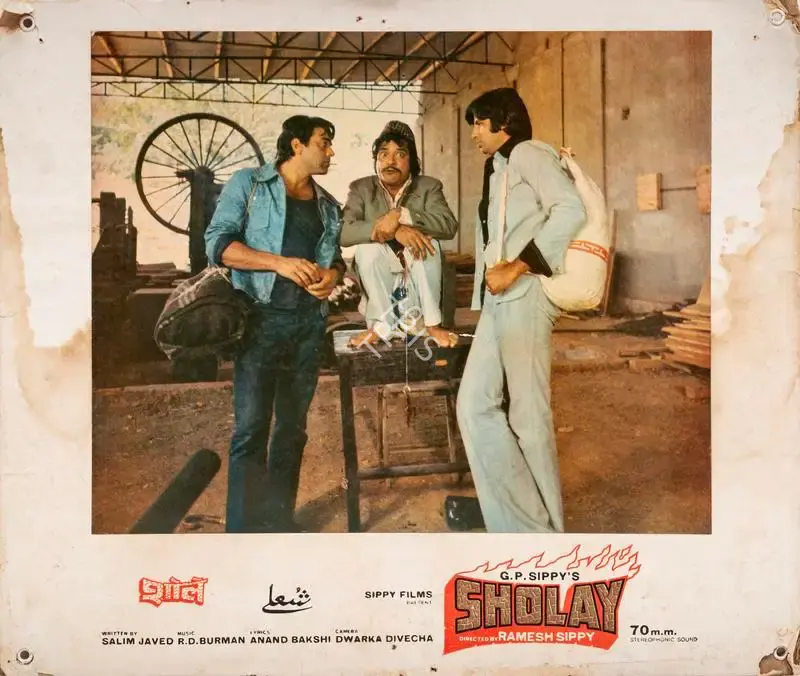 Dwarka Divecha (Cinematographer), Sholay, 1975, Photographic Still Mounted on Lobby Card