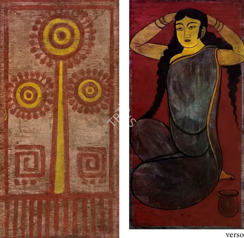 Jamini Roy (Artist), Untitled (Alpana / Seated Lady), 1930, Painting