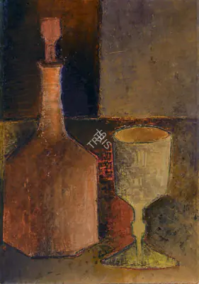 Akbar Padamsee (Artist), Nature Morte A La Carafe Et Au Verre, 1956, Painting
