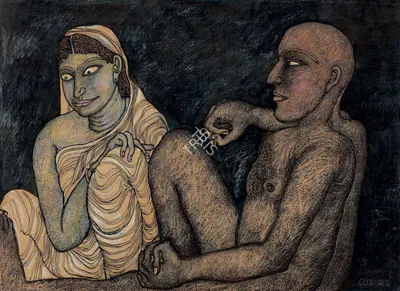 Chowdhury, Jogen (Artist). Man And Woman, 1992 | Drawing, Sa.Onl/16.06.11, 2011 · Saffronart