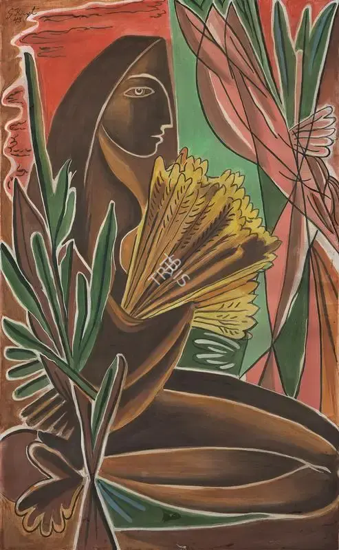 George Keyt (Artist), Thresher Woman, 1943, Painting
