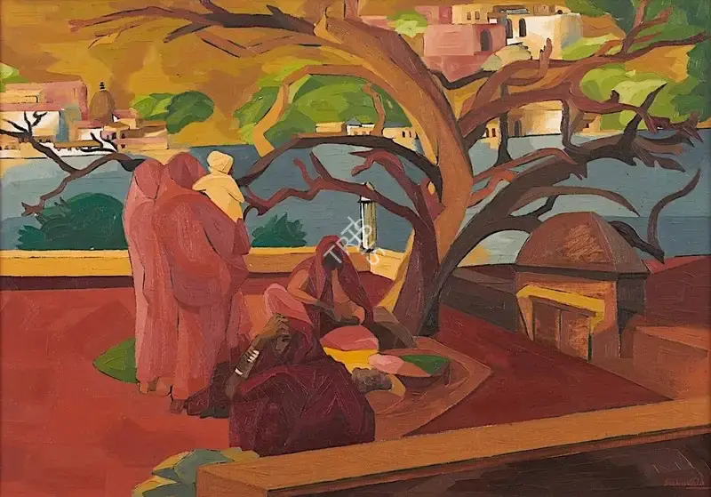 Sabavala, Jehangir (Artist). A Blue Lake, A Leafless Tree, n.d. | Painting, Sa.Mum/06.04.22, 2022 · Saffronart