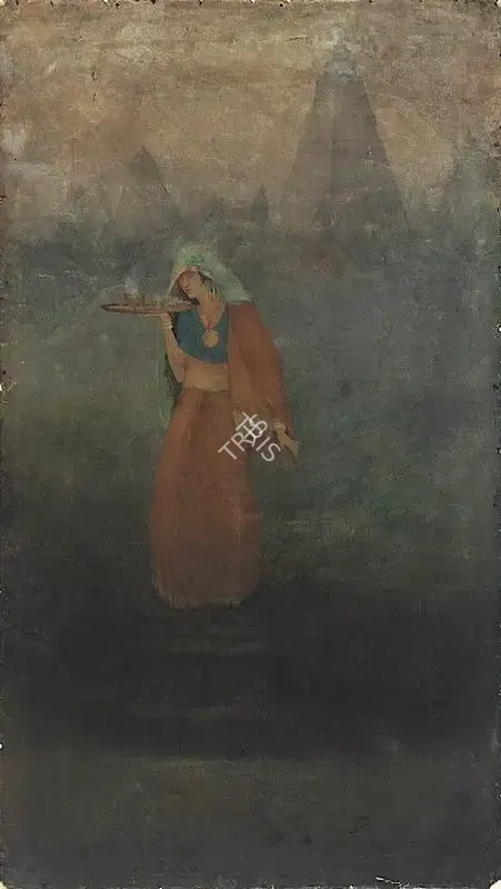 D.P. Roy Chowdhury (Artist), Pujarin amid Temples, 1939, Painting