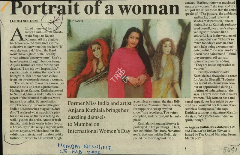 Lalitha Suhasini (Reporter), Portrait of a Woman, 2002, Newspaper Clipping