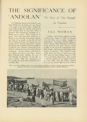Jag Mohan (Essayist), The Significance of Andolan, 1950, Essay