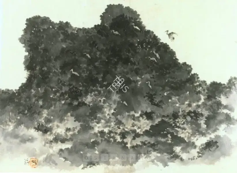 Nandalal Bose (Artist), Untitled (Where Cranes Nest), 1960, Drawing
