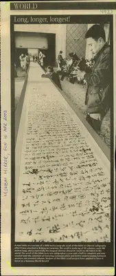 Long, Longer, Longest!, 2006, Newspaper Clipping
