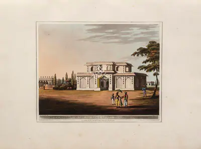 H. Merke (Printmaker), Music Gallery at the entrance of the Mosque, Seringapatam, 1804, Aquatint