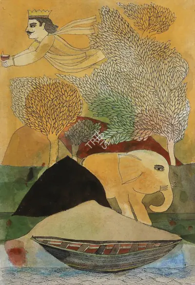 Badri Narayan (Artist), A Lamp for the Chehdanta, 2003, Painting