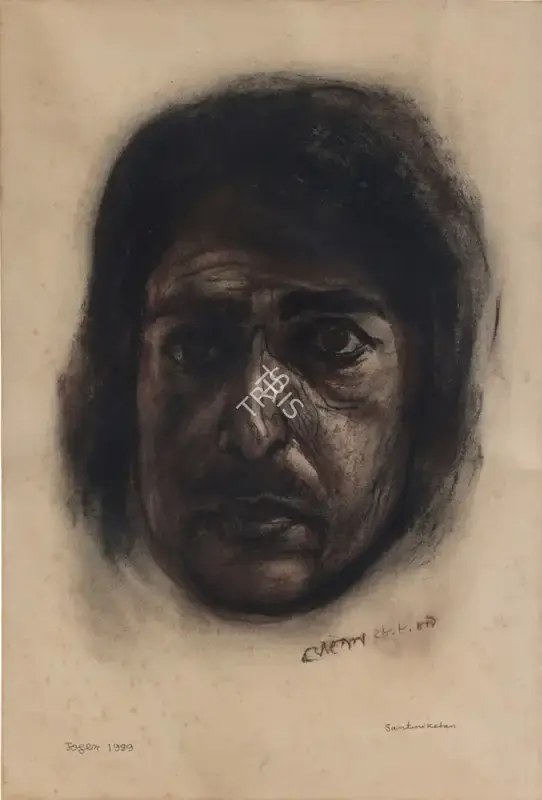 Jogen Chowdhury (Artist), Untitled (Self Poratrait), 1989, Painting
