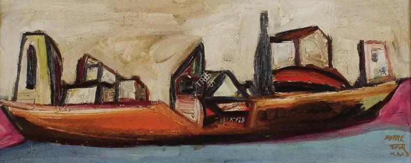 S.K. Bakre (Artist), Riverside Scene, 1962, Painting
