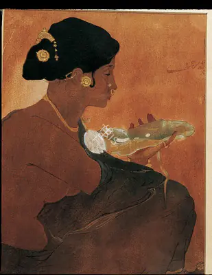 Abanindranath Tagore (Artist), Tear Drops on a Lotus Leaf, 1915, Painting