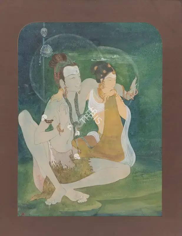 Bose, Nandalal (Artist). Siva and Parvati, 1952 | Painting, 2025 · deRivaz & Ives