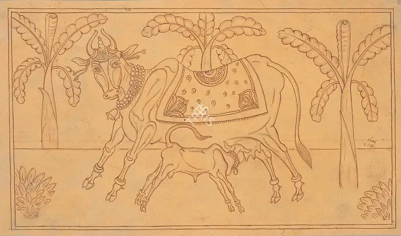 Nandalal Bose (Artist), Mother & Calf, 1940, Painting