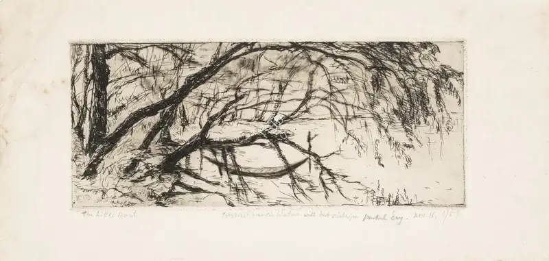 Mukul Dey (Artist), The Little Boat, 1959, Graphic Art