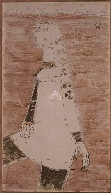 M.F. Husain (Artist), Untitled (Kashmiri Girl), 1955, Painting