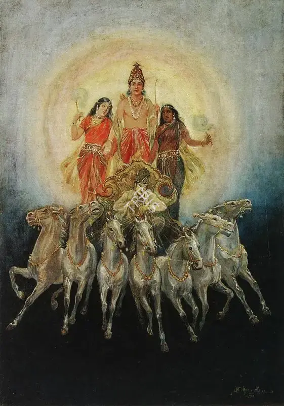 M.V. Dhurandhar (Artist), Surya, 1930, Painting