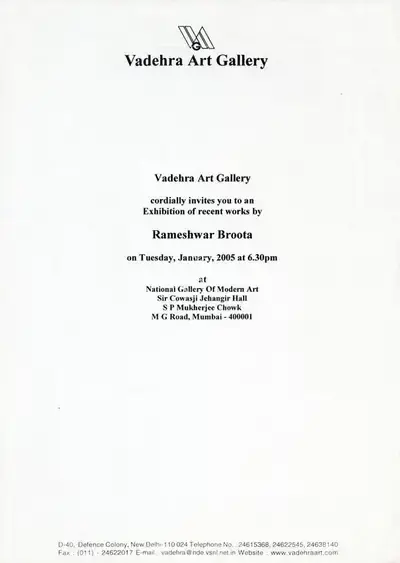 Rameshwar Broota (Artist), Exhibition of recent works by Rameshwar Broota, 2005, Solo Exhibition Invitation