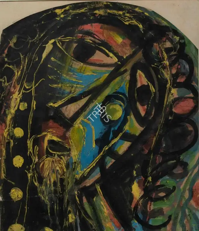 Sunil Madhav Sen (Artist), Untitled (Mask/Abstract Composition), Painting
