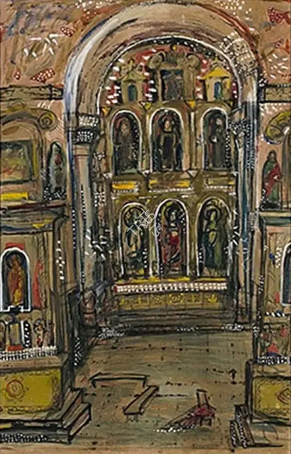 F.N. Souza (Artist), Untitled (Santa Monica Church), 1945, Painting