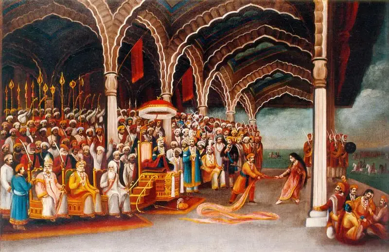 Motilal Pal (Artist), Draupadi Vastraharan (The Disrobing Of Draupadi), 1920, Painting