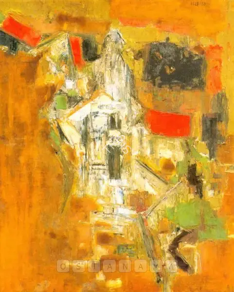 S.H. Raza (Artist), Temple, 1959, Painting