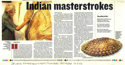 Rajeev Kurup (Writer), Indian Masterstrokes, 2007, Newspaper clipping