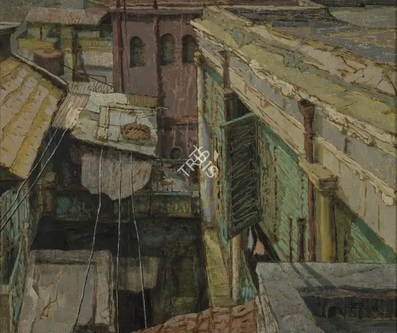 Bhattacharjee, Bikash (Artist). Measure the Land, n.d. | Painting, Sa.Del/17.09.22, 2022 · Saffronart