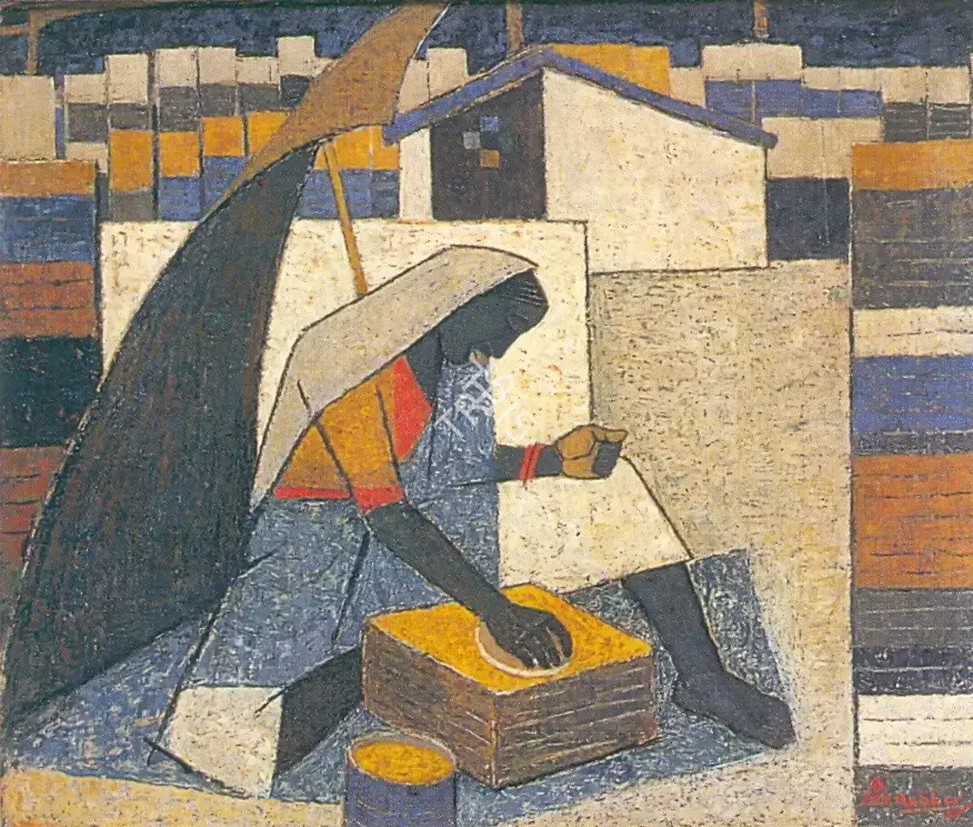 Hebbar, K.K. (Artist). Woman Making Chapattis, 1959 | Painting, So.Lon/27.04.95, 1959