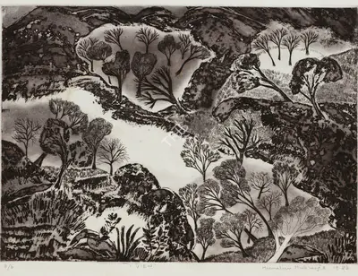 Mrinalini Mukherjee (Artist), View, 1983, Graphic Art