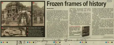 Sherwin Crasto (Reporter), Frozen Frames of History, 2008, Newspaper Clipping