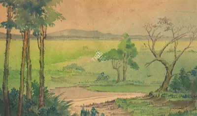 Gopal Ghose (Artist), Untitled (Pastoral Landscape), 1932, Painting