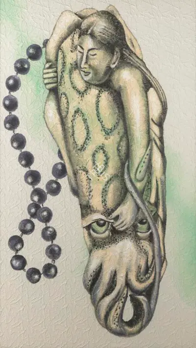 Anju Dodiya (Artist), Pearl Diver's Embrace, Painting