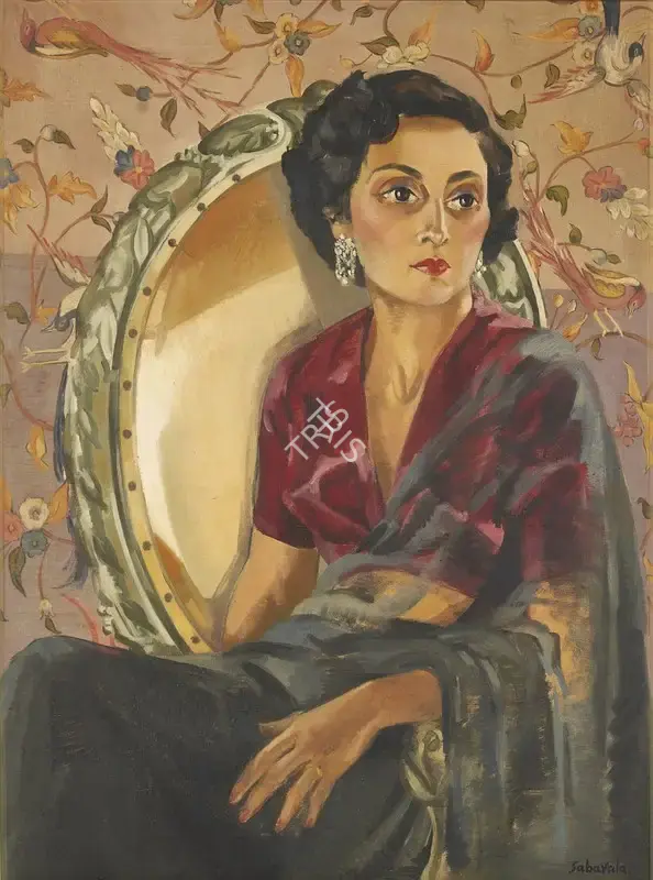 Jehangir&nbsp;Sabavala (Artist), Portrait of Meher (The Grey Sari), 1951, Painting