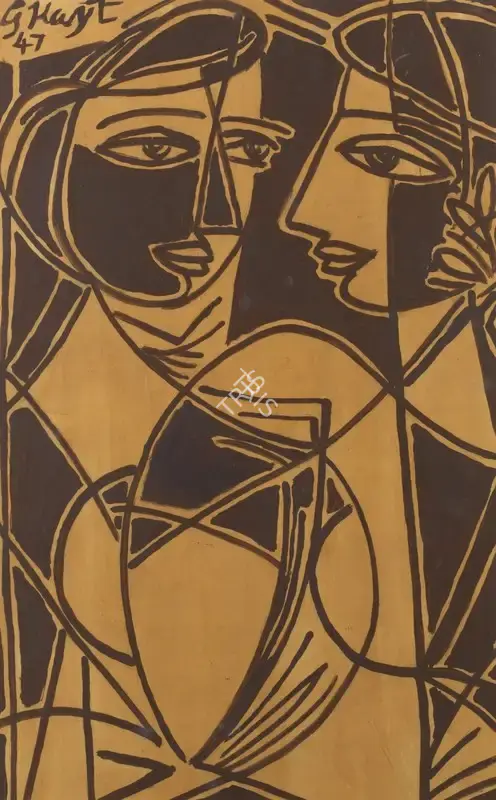 George Keyt (Artist), Untitled (Lovers), 1947, Painting