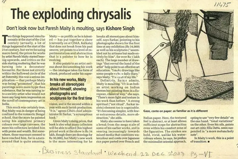 Kishore Singh (Writer), The Exploding Chrysalis, 2007, Newspaper clipping