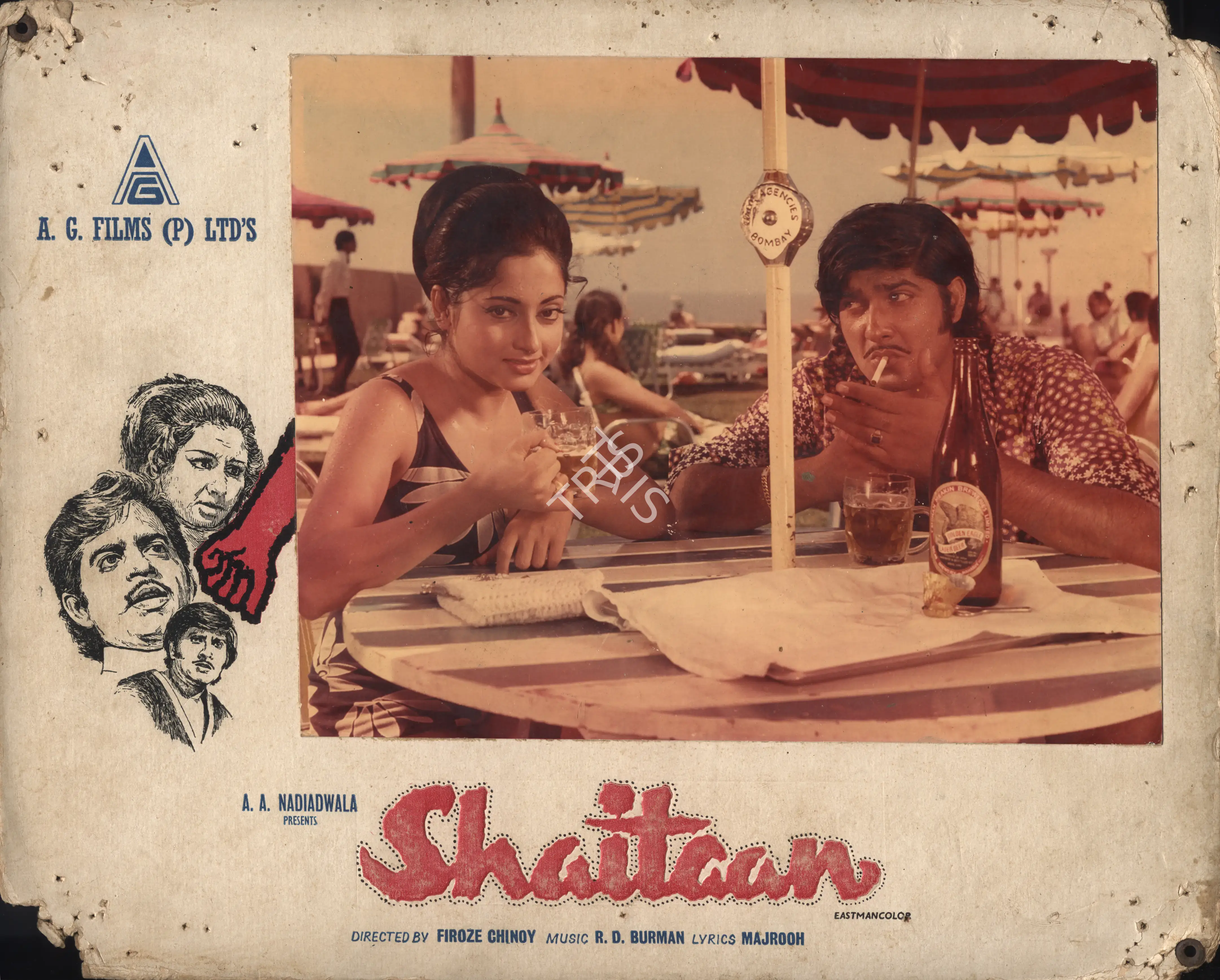 A.A. Nadiadwala (Producer), Shaitaan, 1974, Photographic Still Mounted on Lobby Card