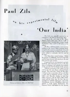 Paul Zils (Essayist), Paul Zils on His Experimental Film 'Our India', 1950, Essay