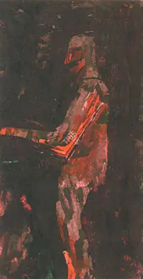 Rabindranath Tagore (Artist), Figure of a Man, 1929, Painting