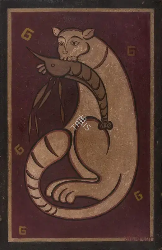 Jamini Roy (Artist), Cat and Lobster, 1932, Painting