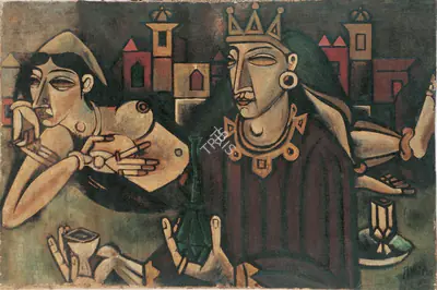 A.A. Raiba (Artist), King And The Courtesan, 1968, Painting