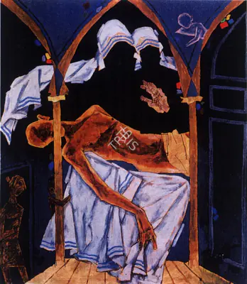 M.F. Husain (Artist), Mother Teresa, 1987, Painting