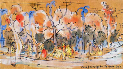 Baij, Ramkinkar (Artist). Landscape In Spring, 1947 | Painting, Ch.Lon/02.06.98, 1998 · Christie's