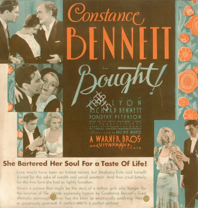 Archie Mayo (Director), Bought, 1931, Handbill