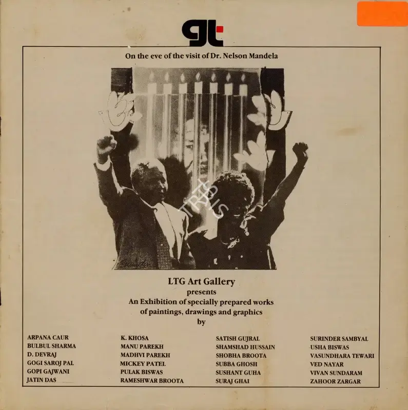 L.T.G. Art Gallery (Organiser), On the Eve of the Visit of Dr. Nelson Mandela, 1990, Group Exhibition Catalogue
