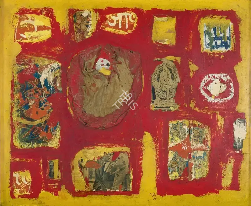 Bhupen Khakhar (Artist), Wall of a Small Hindu Temple, 1966, Collage