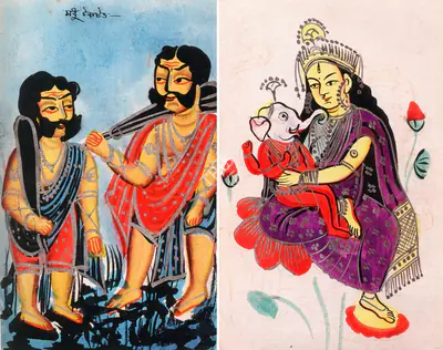 Kalighat School (Artist), An Albumn of Sixty-Eight Watercolours of Indian Mythology, 1900, Painting