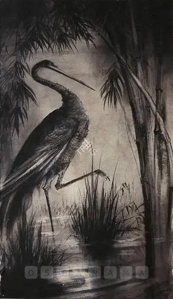 D.P. Roy Chowdhury (Artist), The Crane, 1961, Painting