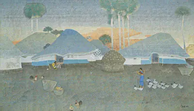 Bendre, N.S. (Artist). Untitled, 1980 | Painting, AG.Onl/28.12.21, 2021 · Asta Guru