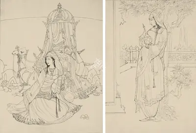 M.A.R. Chughtai (Artist), Studies, 1927, Drawing